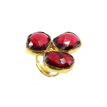 Nickel-Free Gold Plated Glass Stone Seated Ring for Women and Girls
